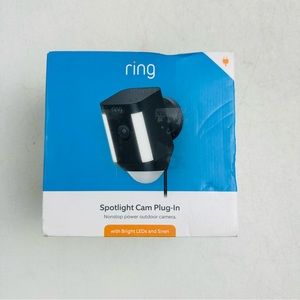 Ring Spotlight Camera Wired (Plug-In) Black Outdoor Motion Sensing Night Vision